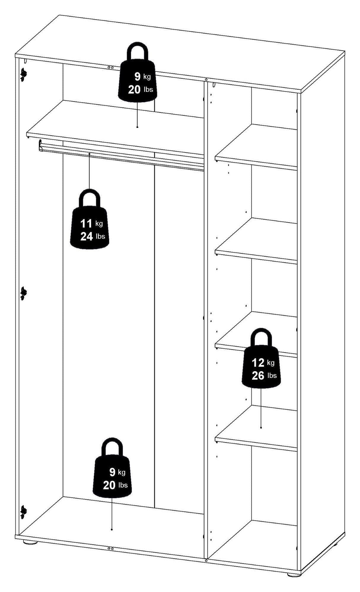 Pepe garderobe med 3 dører - eikestruktur