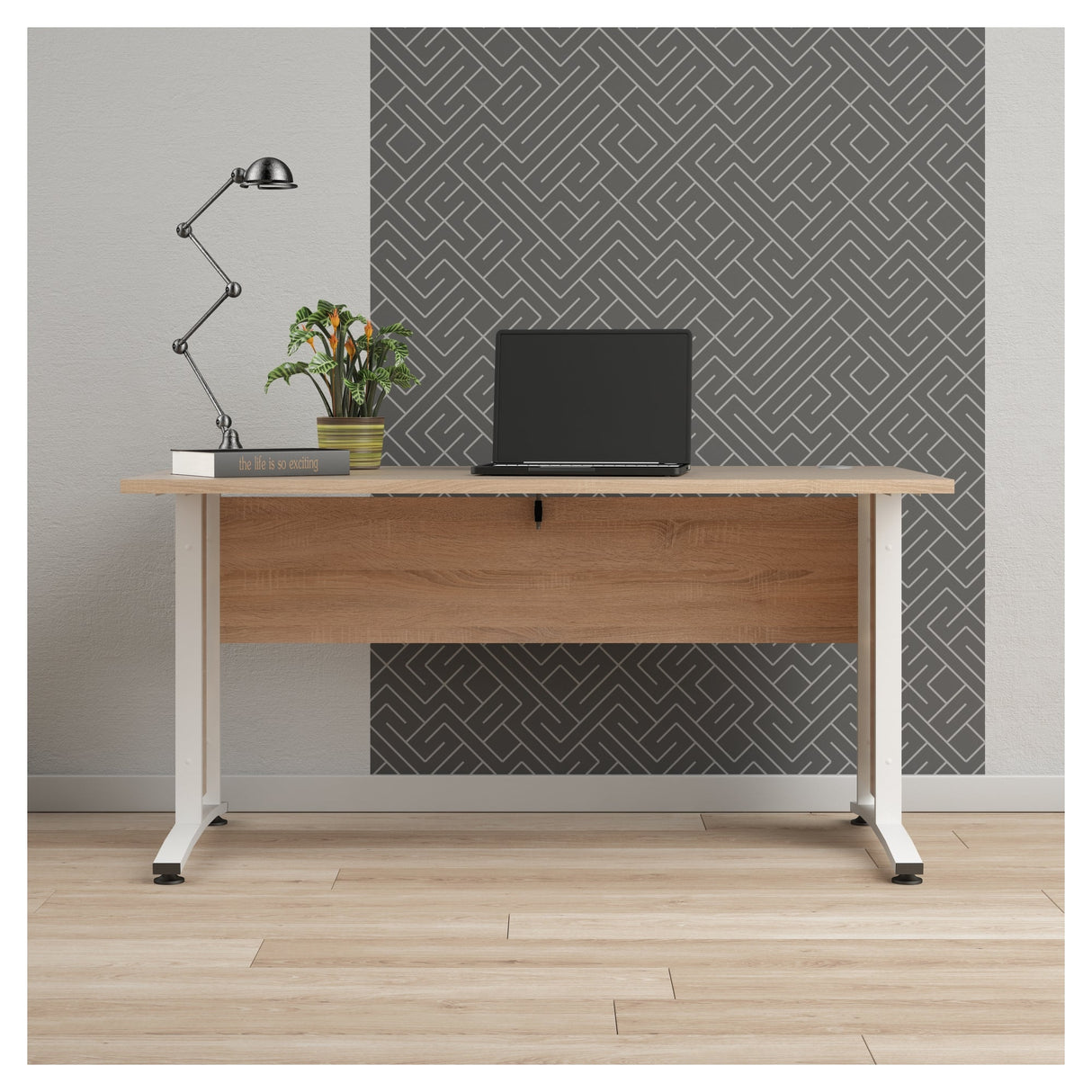 Prima desk - lett tre 150 cm m/hvite ben