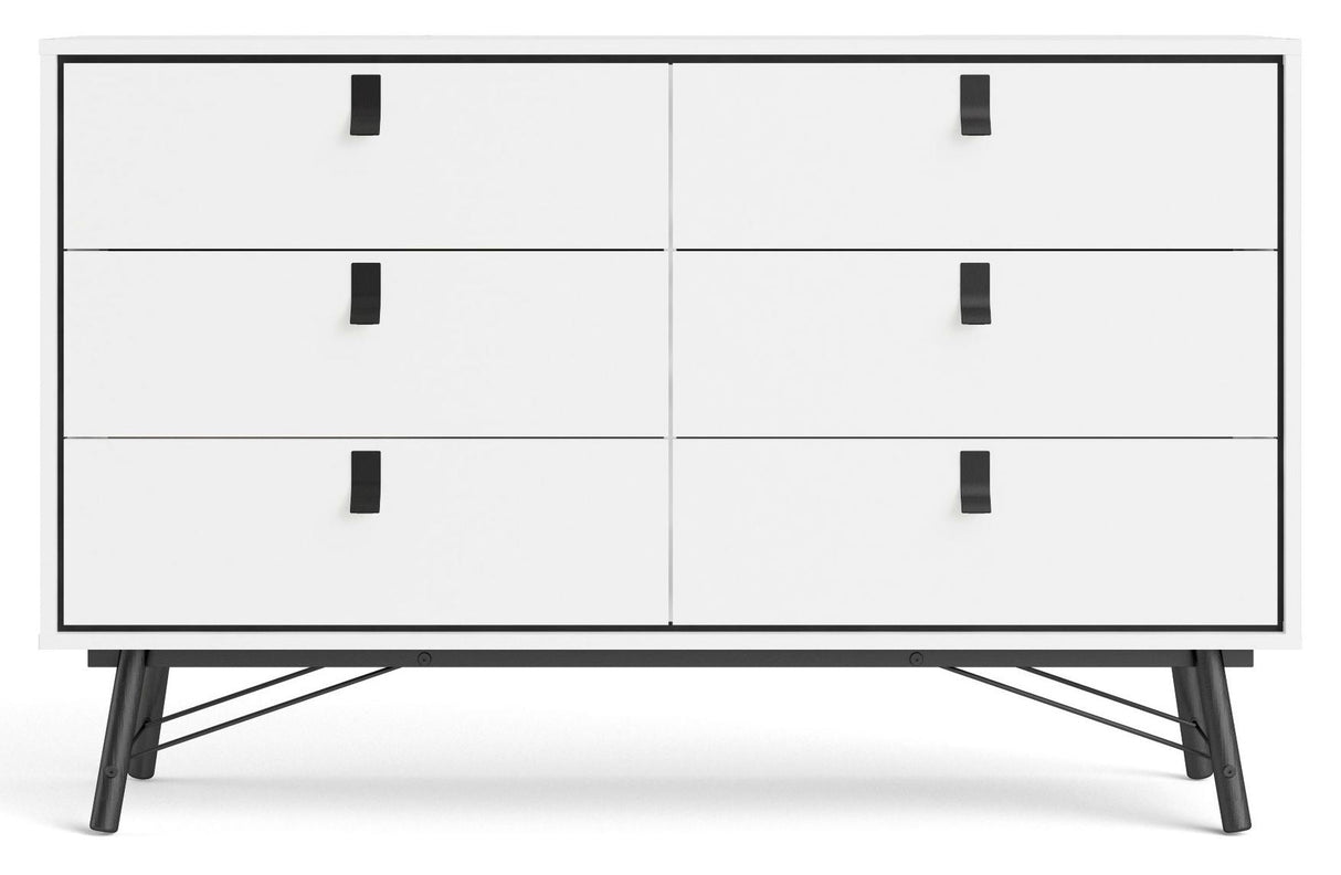 Ry Double Chest of Drawers 6 -skuffer, Matt White, B: 150