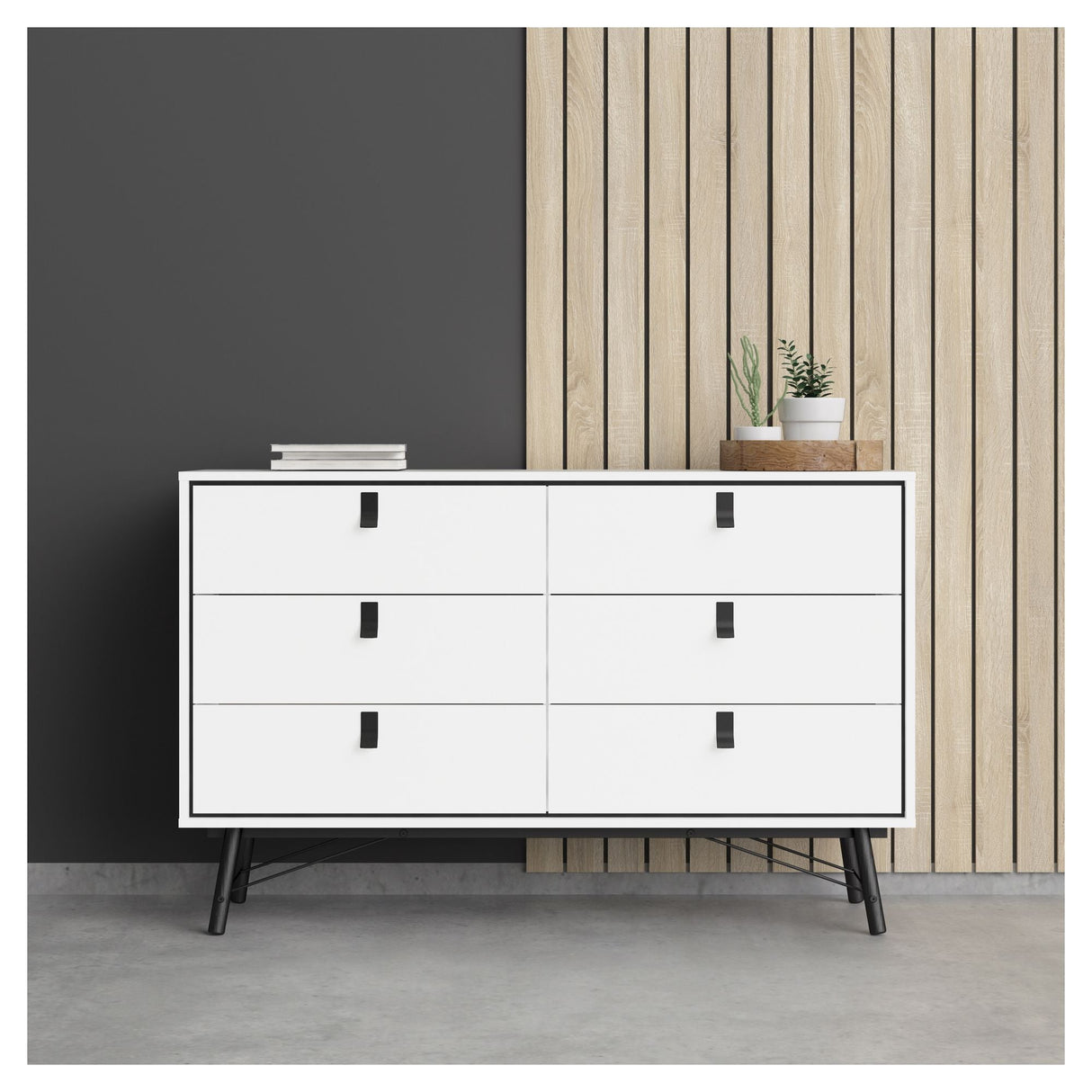 Ry Double Chest of Drawers 6 -skuffer, Matt White, B: 150