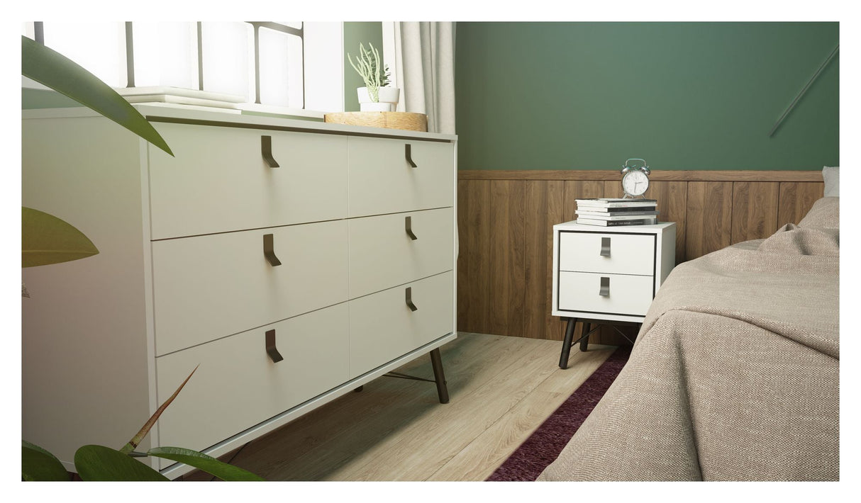 Ry Double Chest of Drawers 6 -skuffer, Matt White, B: 150