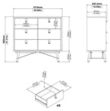 Ry Double Chest of Drawers 6 -skuffer, Matte Black, Walnut Foil, B: 101