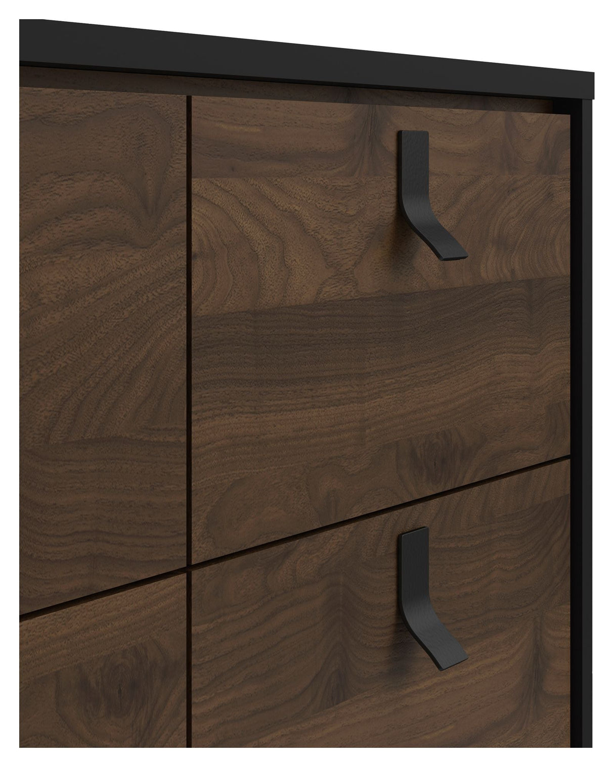 Ry Double Chest of Drawers 6 -skuffer, Matte Black, Walnut Foil, B: 101