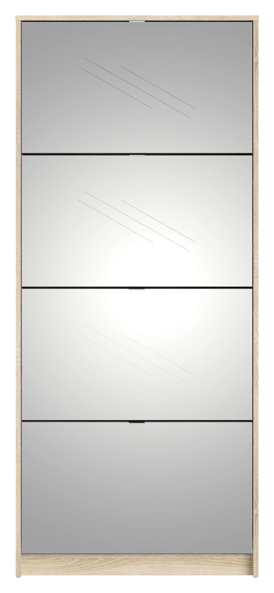 Sko sko skap 4 speilfoldende dører med 2 rom - eikestruktur