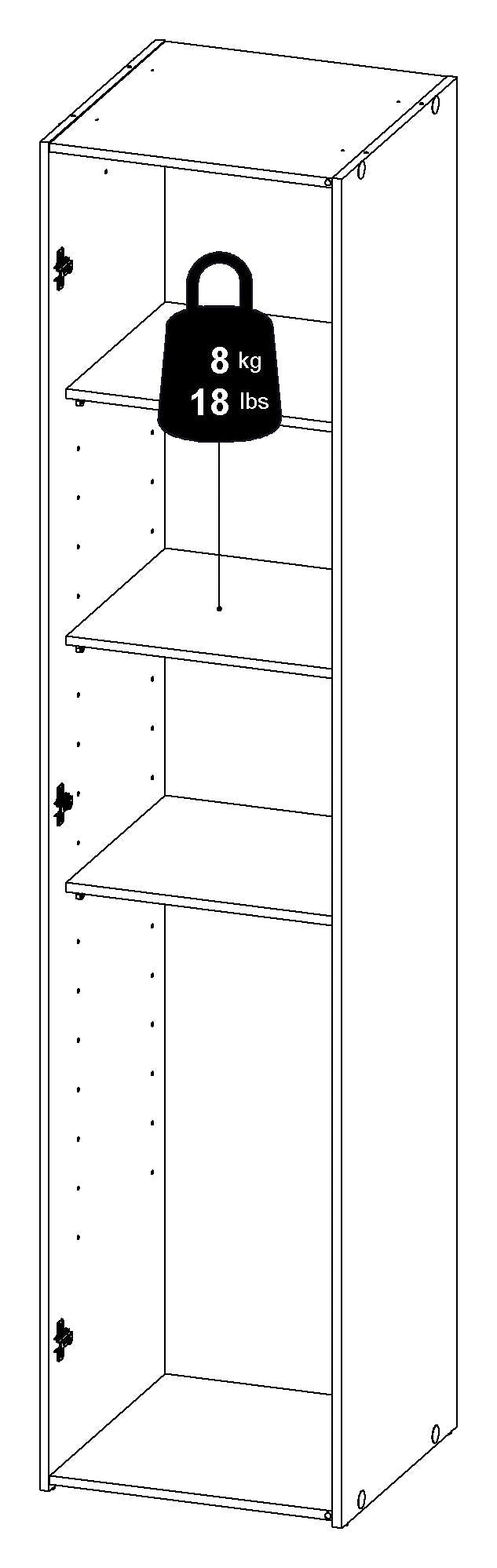 Romgarderobe med 1 dør, hvit