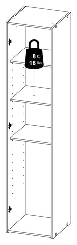 Romgarderobe med 1 dør, hvit