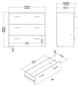 Space Chest, 3 skuffer, eik-utseende