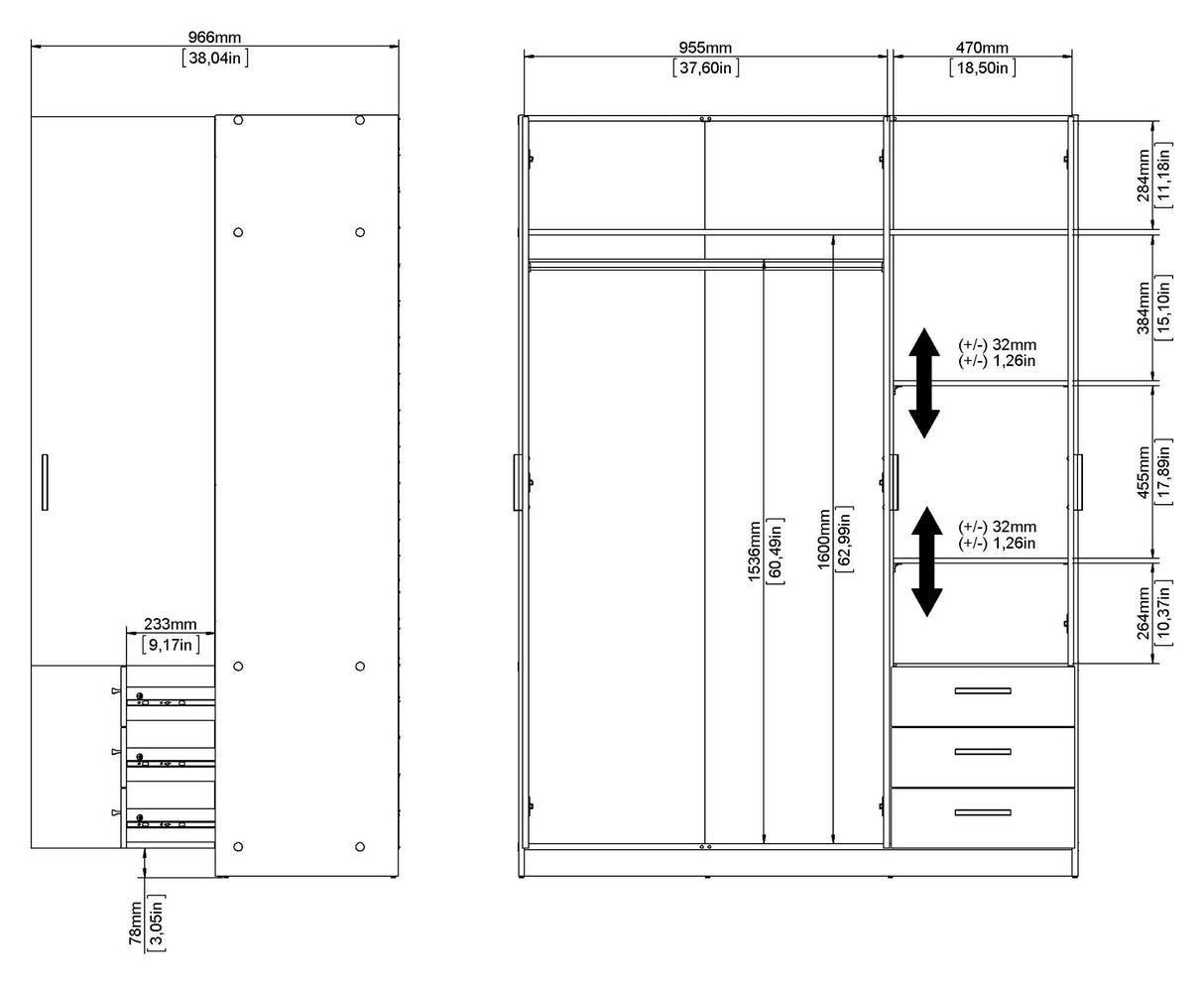 Sprint garderobe 200x147 - hvit