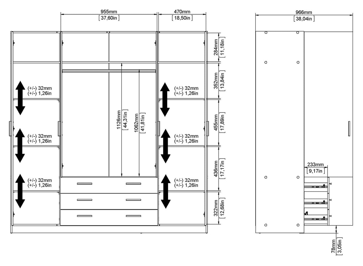 Sprint garderobe 195x200 - hvit