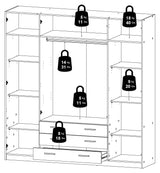 Sprint garderobe 195x200 - hvit