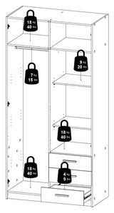 Sprint garderobe 200x98 - hvit