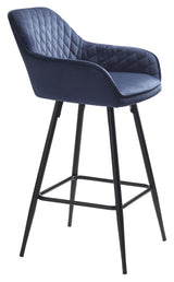 Milton Bar Stool SH: 67cm, Blue Velvet