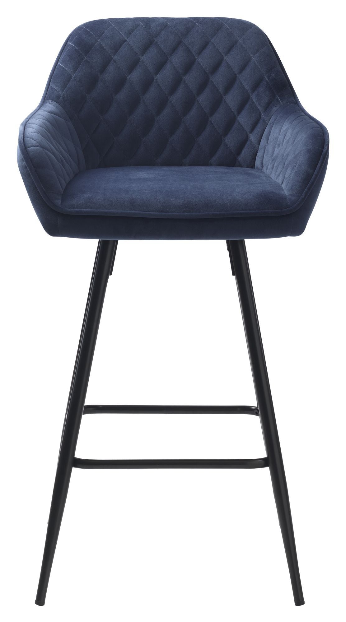 Milton Bar Stool SH: 67cm, Blue Velvet