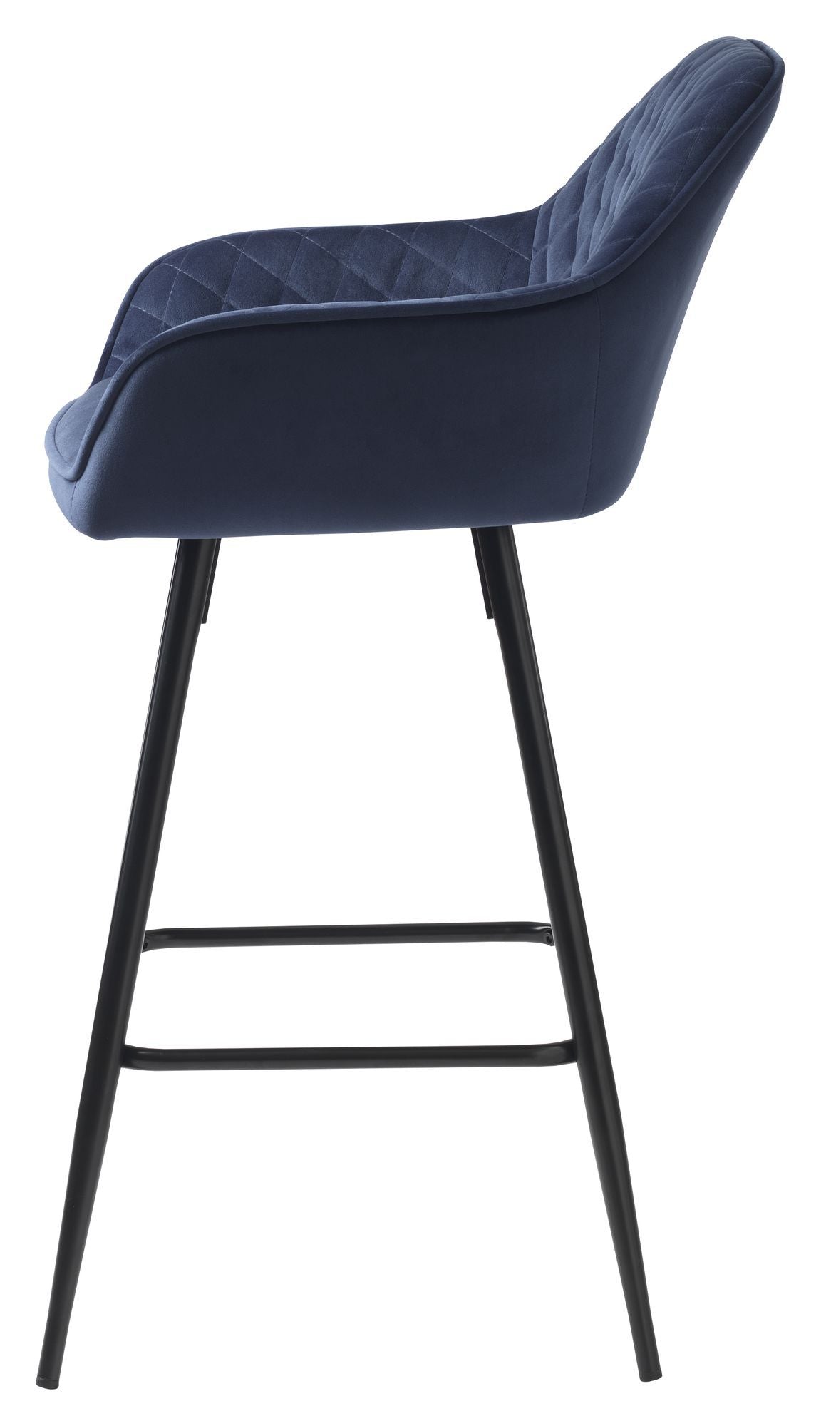 Milton Bar Stool SH: 67cm, Blue Velvet