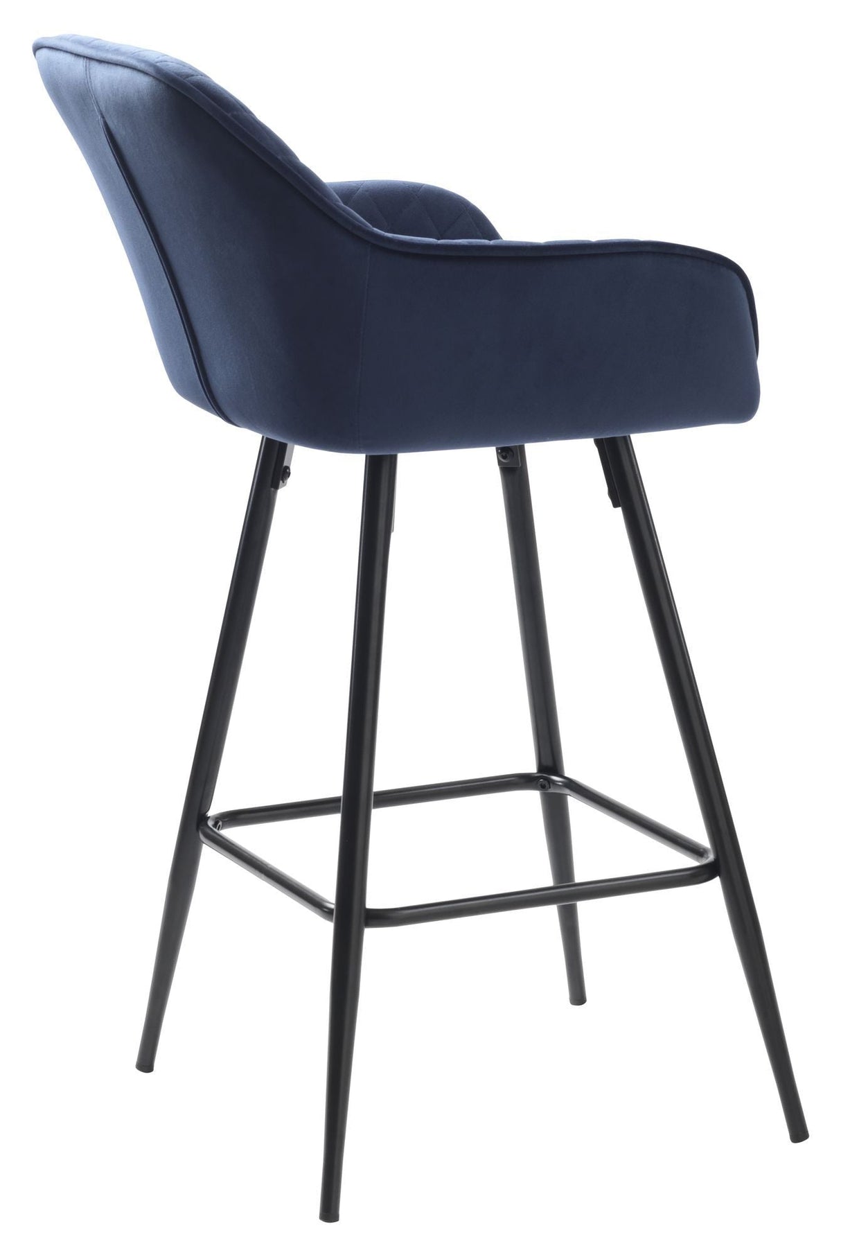 Milton Bar Stool SH: 67cm, Blue Velvet