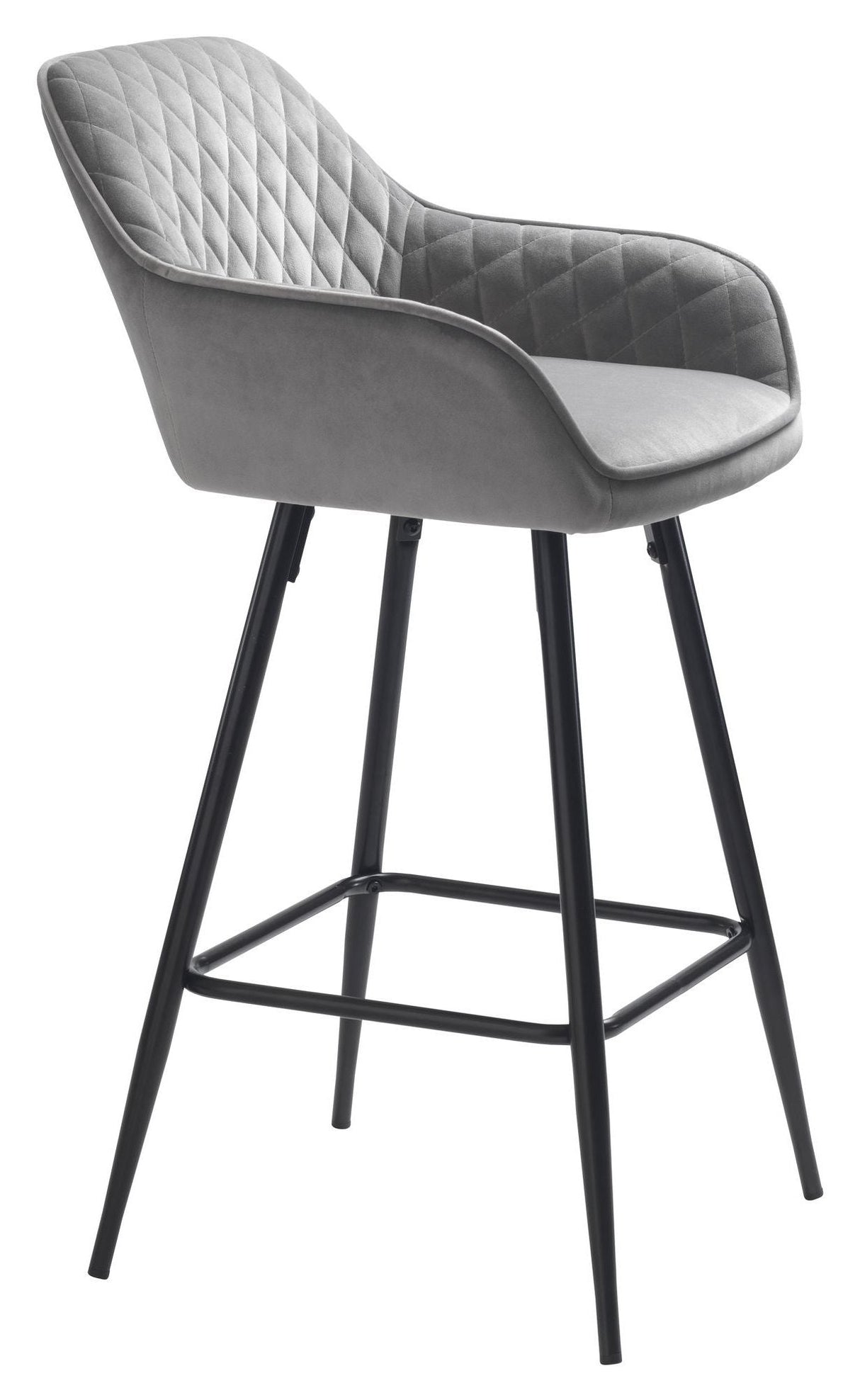 Milton Bar Stool SH: 67cm, grå fløyel