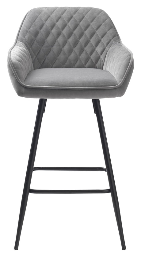 Milton Bar Stool SH: 67cm, grå fløyel