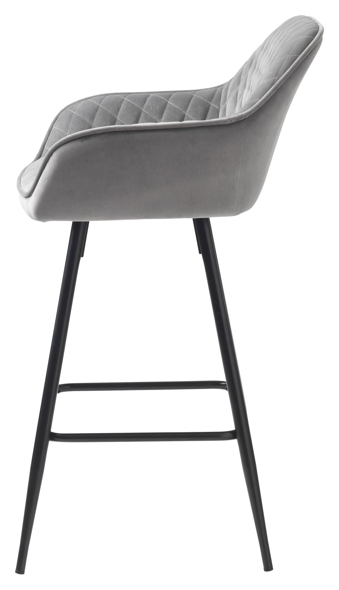 Milton Bar Stool SH: 67cm, grå fløyel