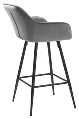 Milton Bar Stool SH: 67cm, grå fløyel