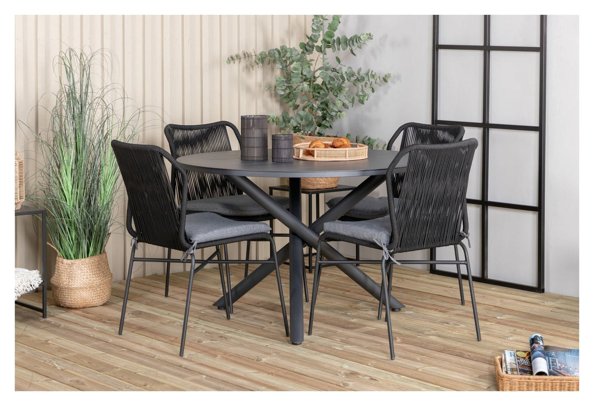 Alma Garden Table, Black Alu, Ø120