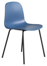 Arctic Dining Chair, Blue, Black Metal Legs