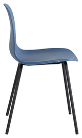 Arctic Dining Chair, Blue, Black Metal Legs