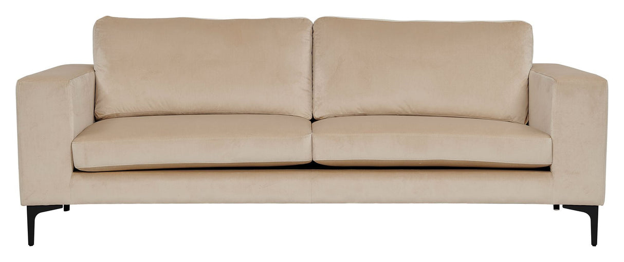 Bolero 3-personer. Sofa, beige velour med svarte ben