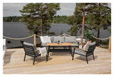 Brasilia Lounge Set, Black Alu/Teak med grå puter