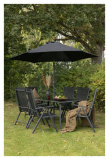 Brekki Garden Furniture Set inkl. Parasol - svart