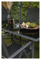 Brekki Garden Furniture Set inkl. Parasol - svart