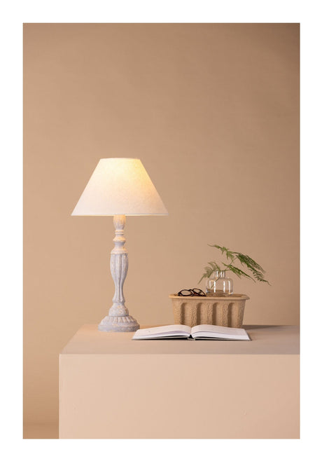 Caen bordlampe, tre, beige