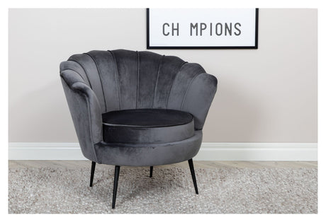 Calais Lounge Chair, Dark Grey Velvet