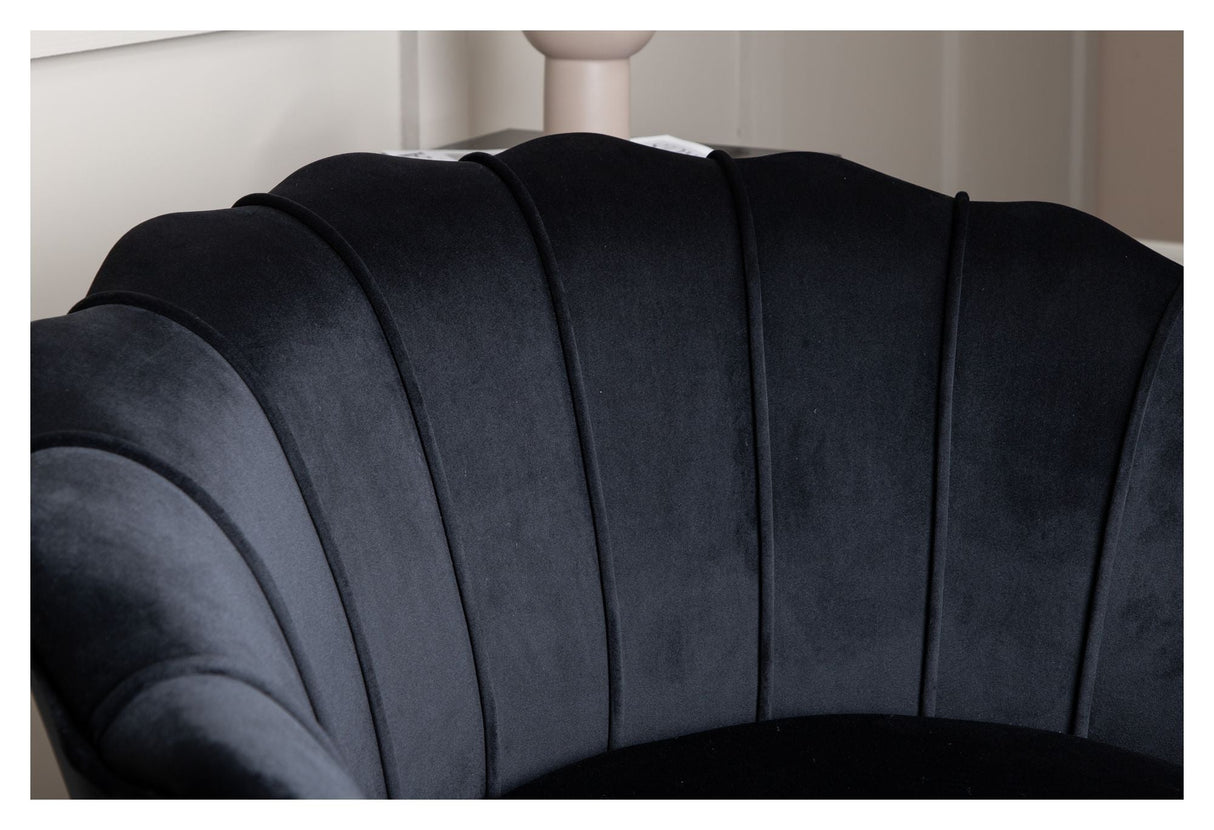 Calais Lounge Chair, Black Velour