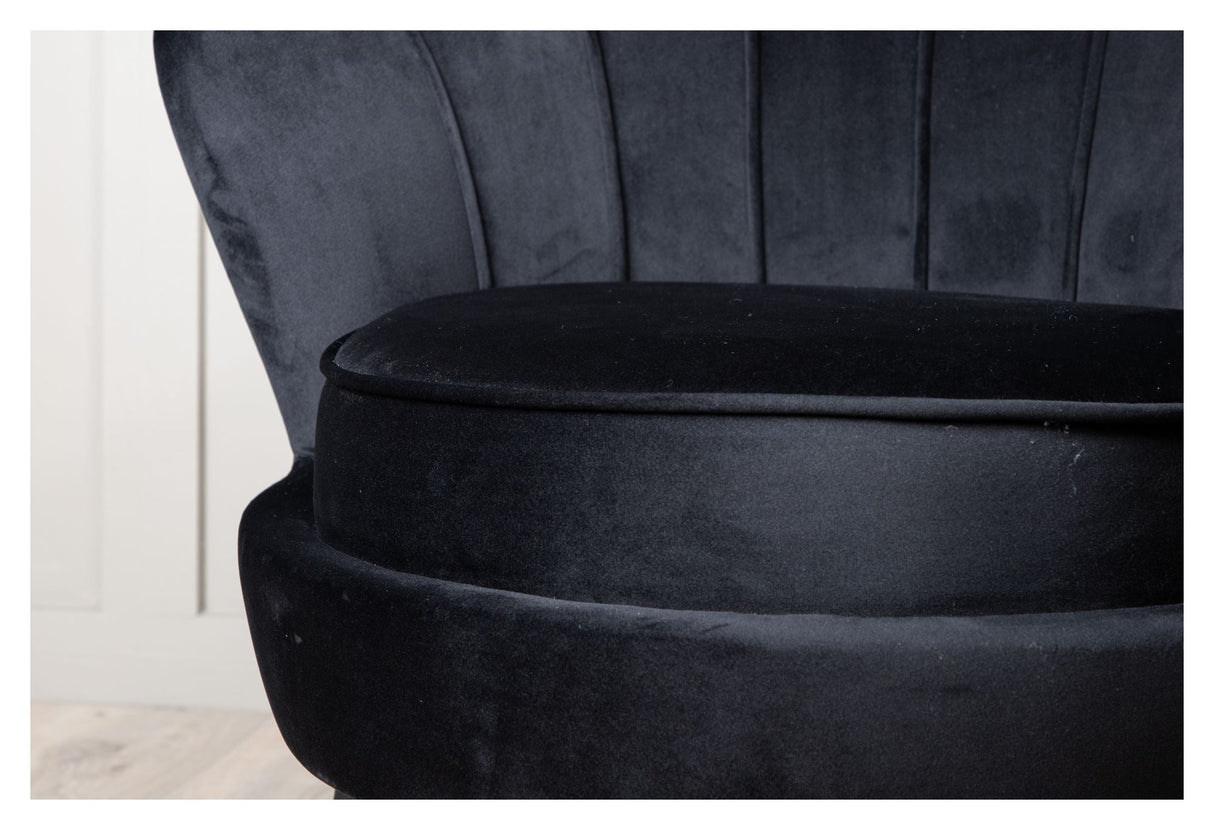 Calais Lounge Chair, Black Velour