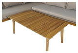 Chania Corner Sofa med bord, Acacia Wood med latte puter