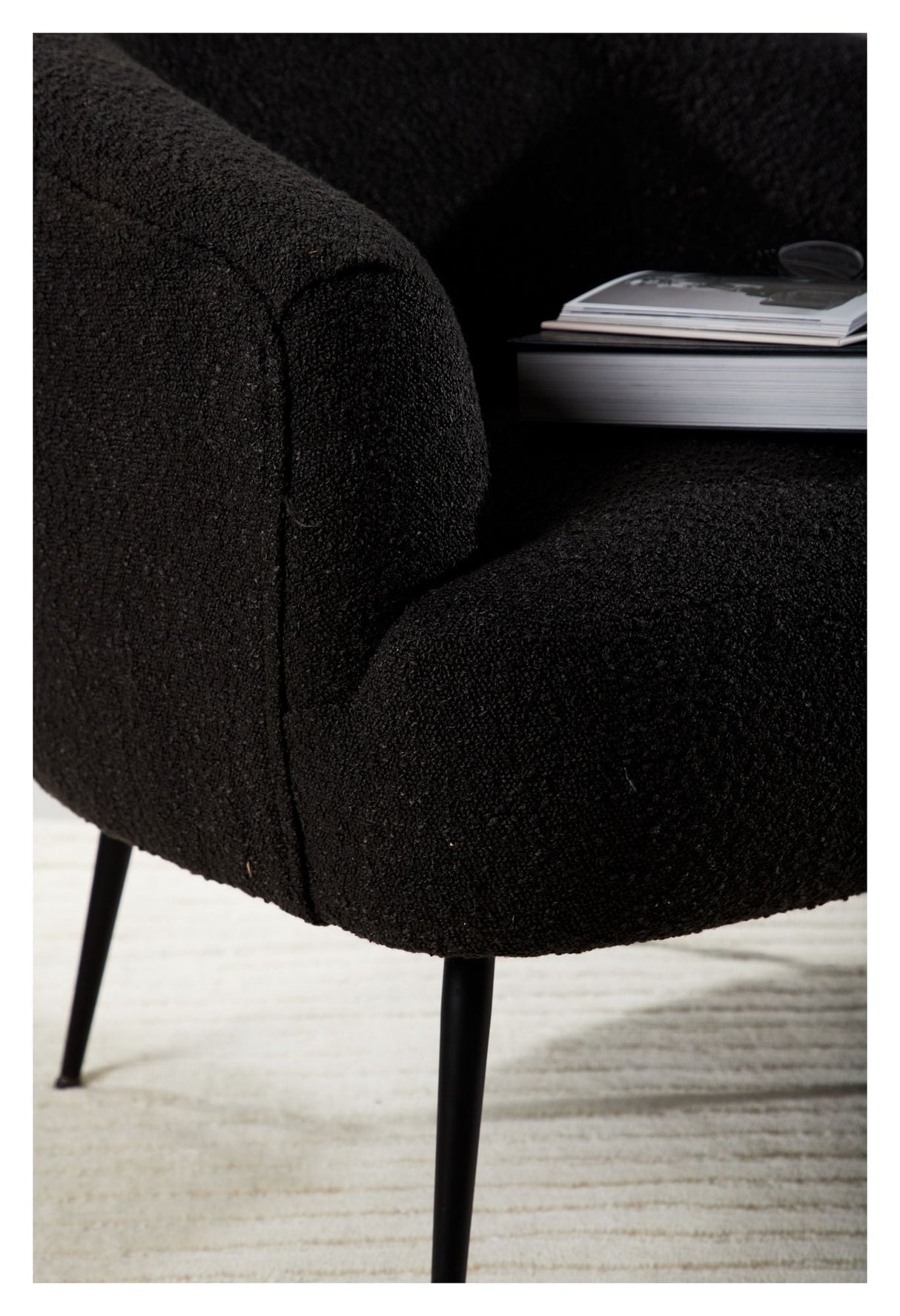 Derry Lounge Chair - Black/Grey Bouclé