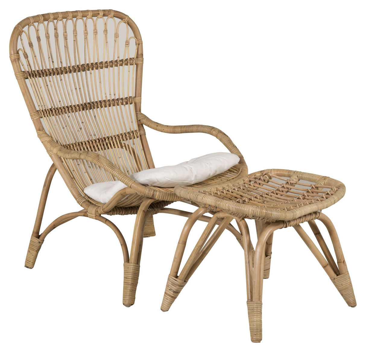 Ella Lounge Chair, rotting med off-white pute inkl. Fotskammel