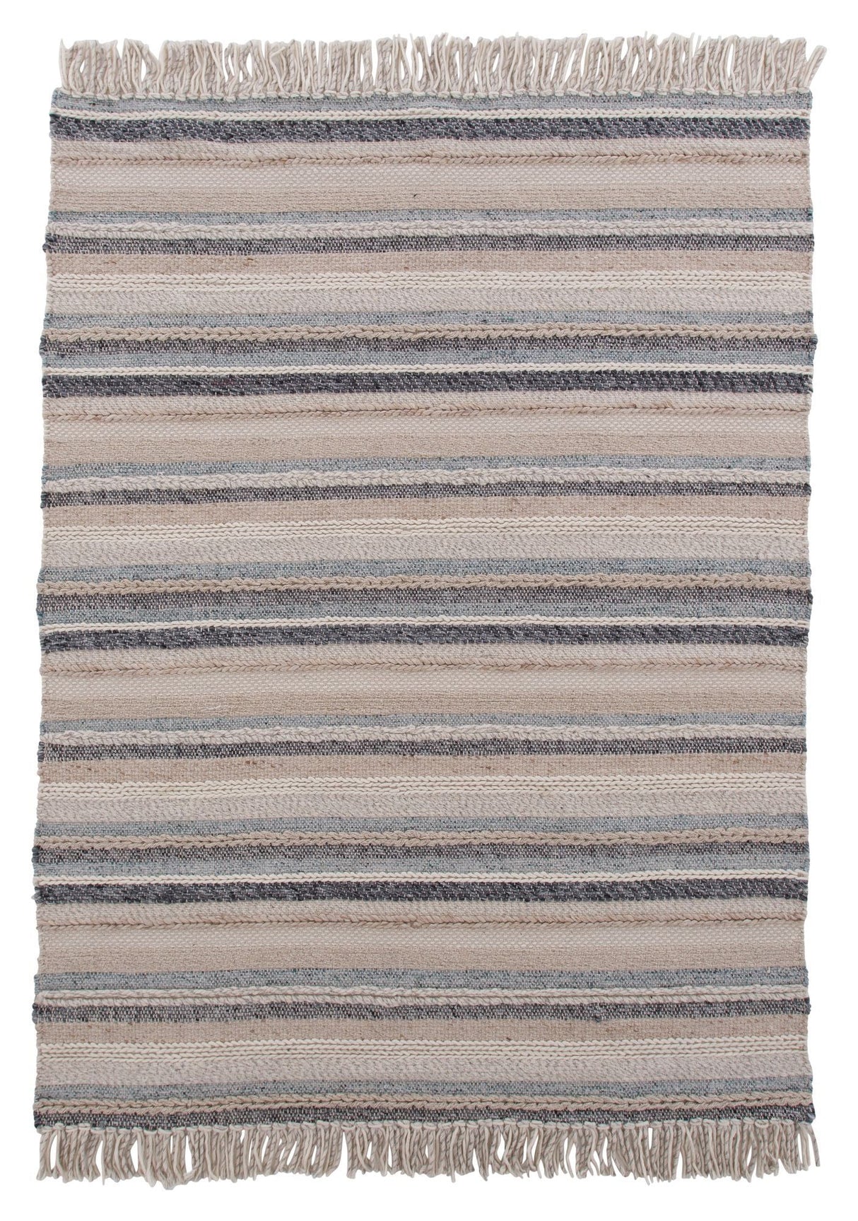 Gudha ull mix teppe, 200x300, beige/blå