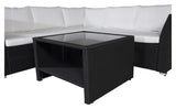 Haiti Lounge Set, svart vevd med hvite puter