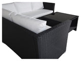 Haiti Lounge Set, svart vevd med hvite puter