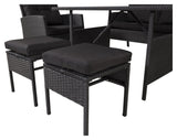 Knock Lounge Set, svart vevd med svarte puter