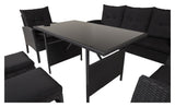 Knock Lounge Set, svart vevd med svarte puter