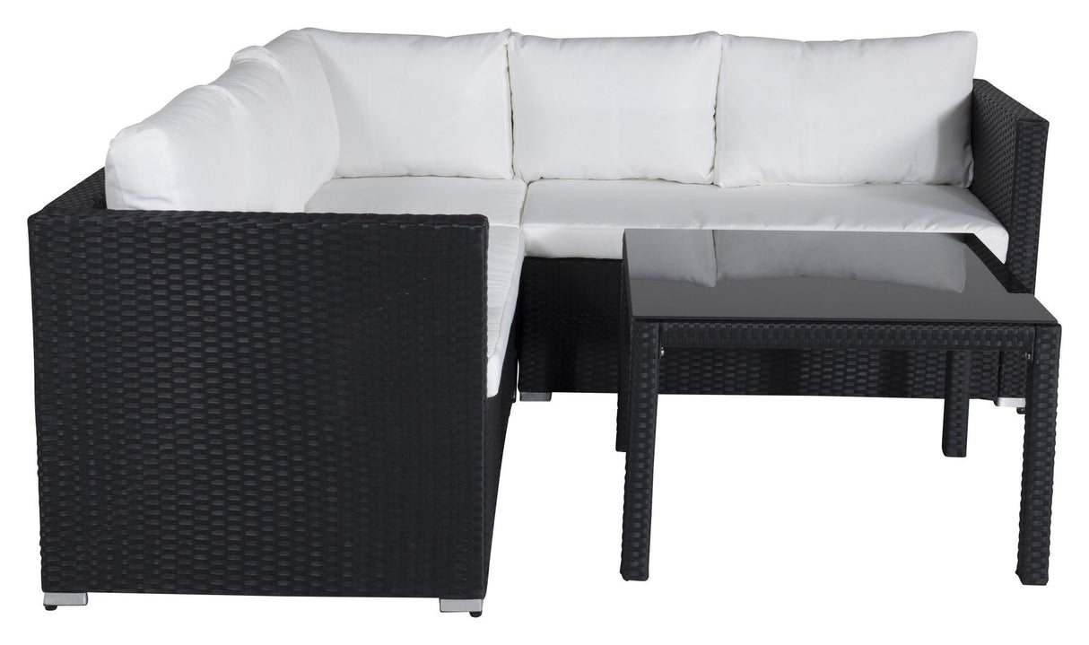 Kuba Lounge Set, svart ledning med hvite puter