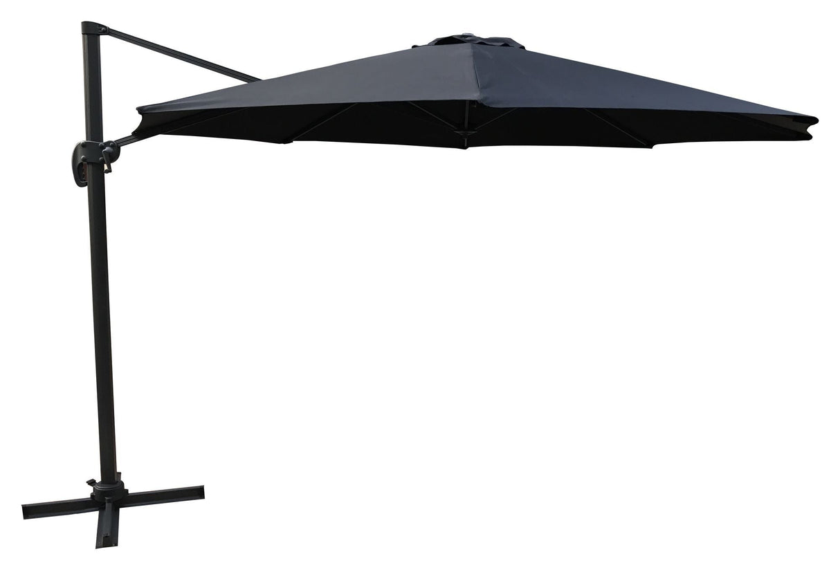 Leeds, parasol 3,5m, svart alu/svart stoff