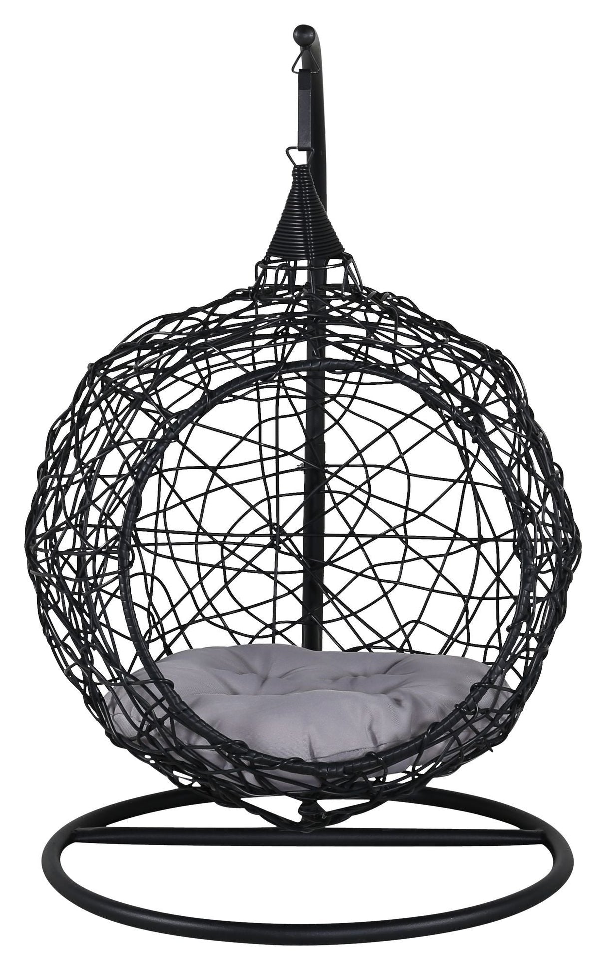 Lexi Hanging Chair, Black W. Grå pute