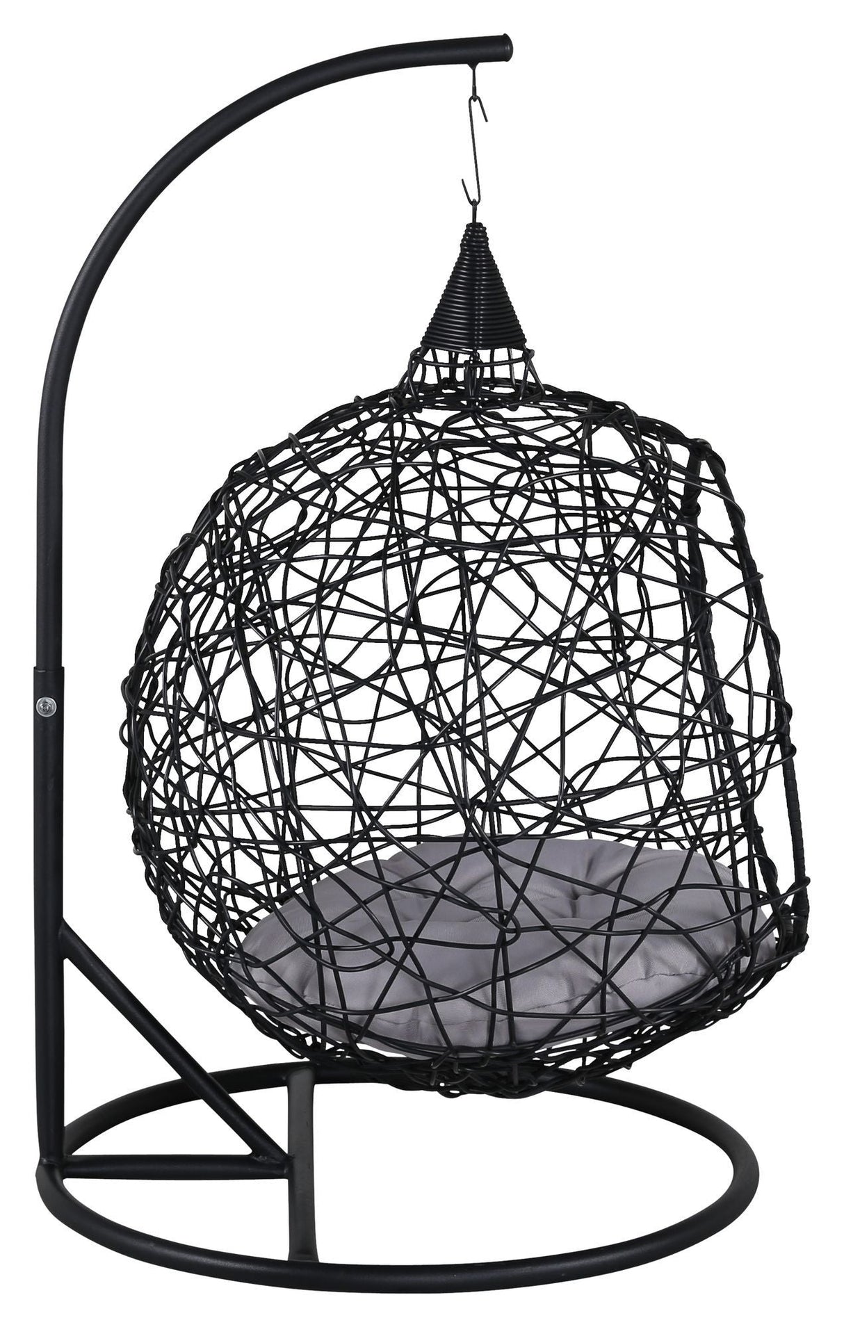 Lexi Hanging Chair, Black W. Grå pute