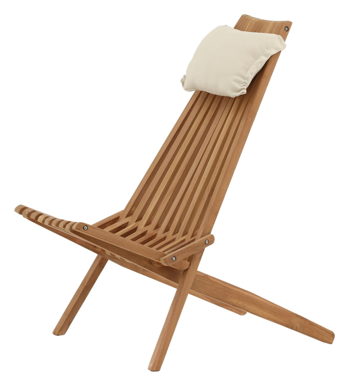 Lounge stol med beige pute - teak