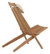 Lounge stol med beige pute - teak