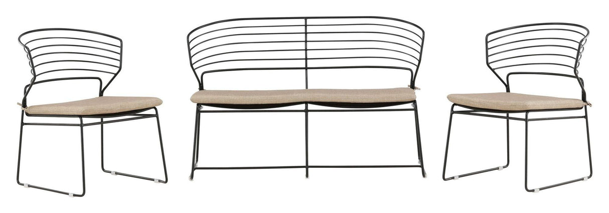 Milan Lounge Set Alu, svart/sand