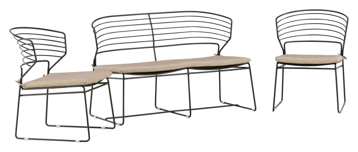 Milan Lounge Set Alu, svart/sand